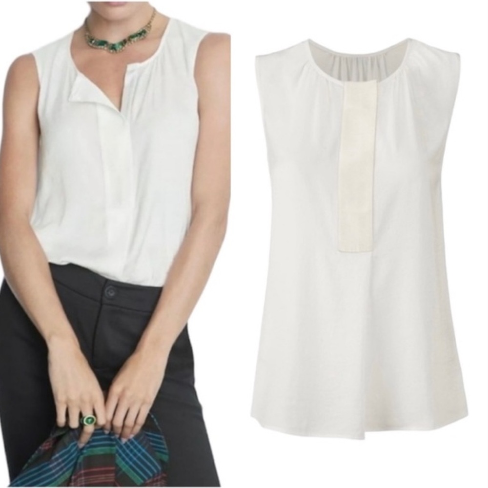 Cabi Women’s Small White Snap Tank Blouse 3864 - Picture 2 of 2